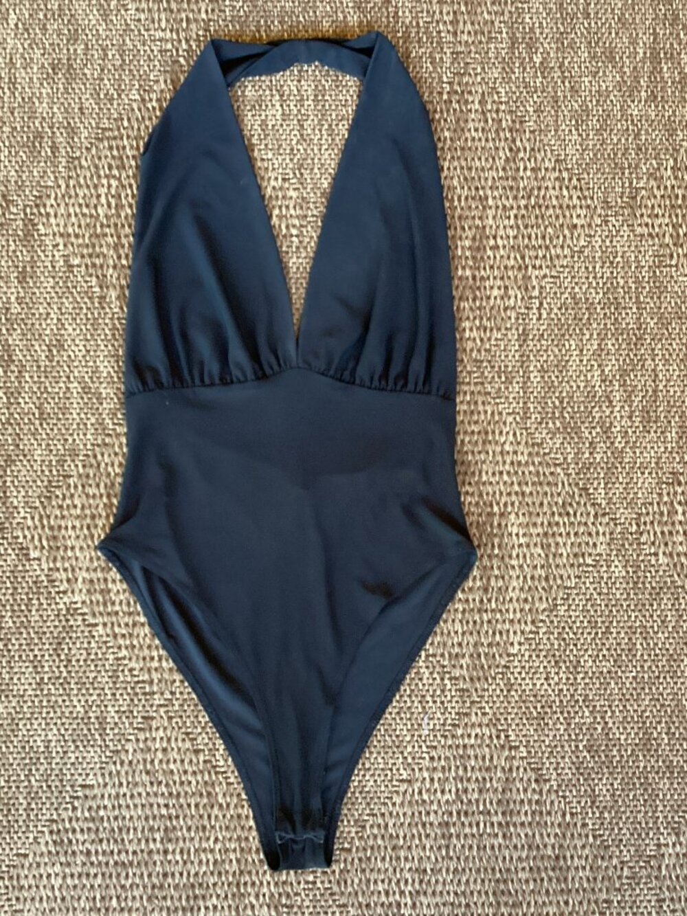Forever 21 Contemporary Black Halter Deep-V Neck Body Suit - Small